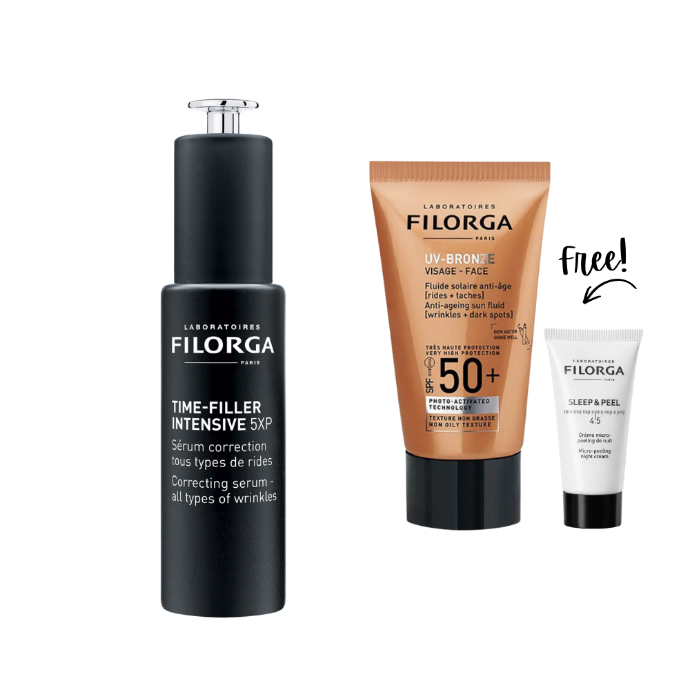 Buy Filorga Time Filler Intensive 5XP Correcting Serum All Types of Wrinkles & Get Free Gift UV Bronze Face SPF50+ 40 ML + Gift - Sleep and Peel 14mL